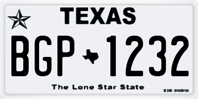 TX license plate BGP1232