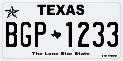 TX license plate BGP1233