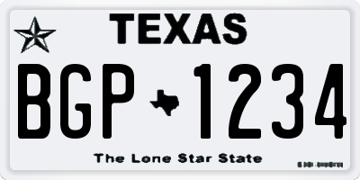 TX license plate BGP1234
