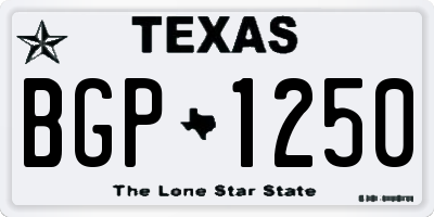 TX license plate BGP1250