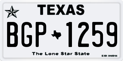 TX license plate BGP1259