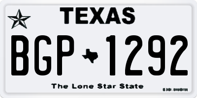 TX license plate BGP1292
