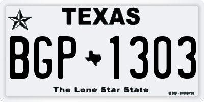 TX license plate BGP1303