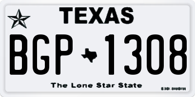 TX license plate BGP1308