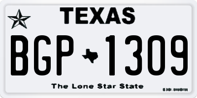 TX license plate BGP1309