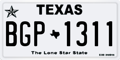 TX license plate BGP1311