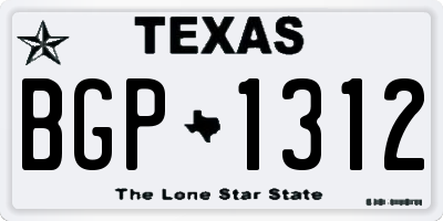 TX license plate BGP1312