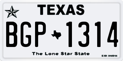 TX license plate BGP1314