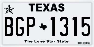 TX license plate BGP1315