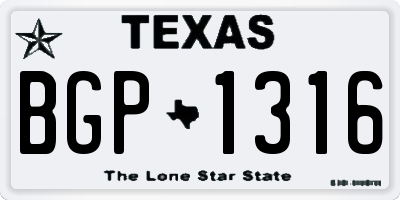 TX license plate BGP1316