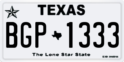 TX license plate BGP1333