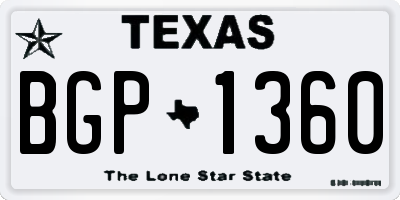 TX license plate BGP1360