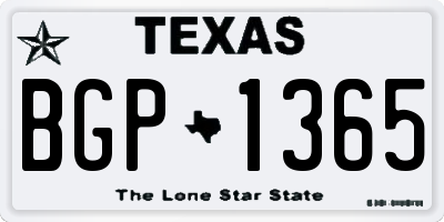 TX license plate BGP1365