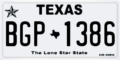 TX license plate BGP1386