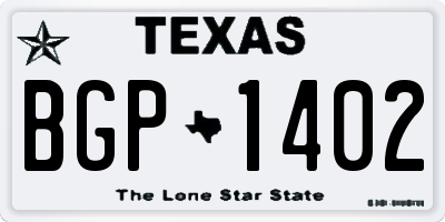 TX license plate BGP1402