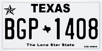 TX license plate BGP1408