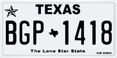 TX license plate BGP1418