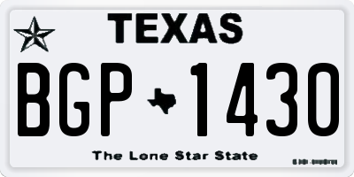 TX license plate BGP1430