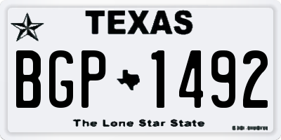 TX license plate BGP1492