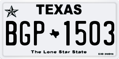 TX license plate BGP1503