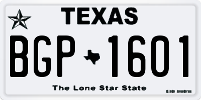 TX license plate BGP1601