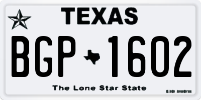 TX license plate BGP1602