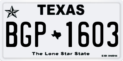 TX license plate BGP1603