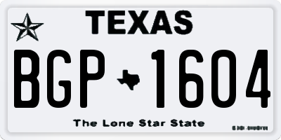 TX license plate BGP1604