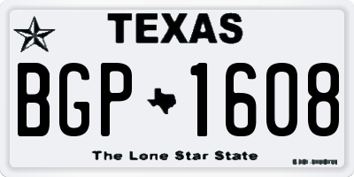TX license plate BGP1608