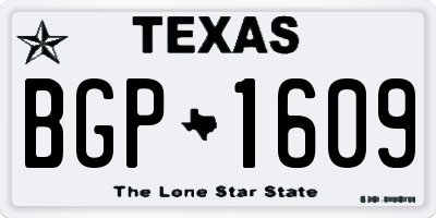 TX license plate BGP1609