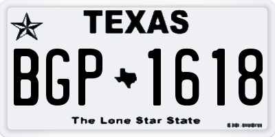 TX license plate BGP1618