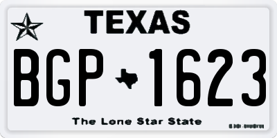 TX license plate BGP1623