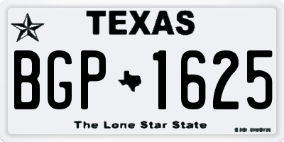 TX license plate BGP1625