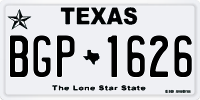 TX license plate BGP1626