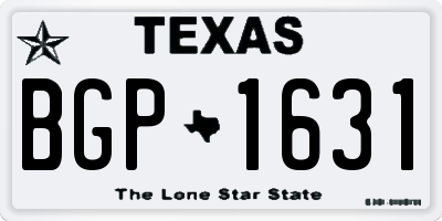 TX license plate BGP1631