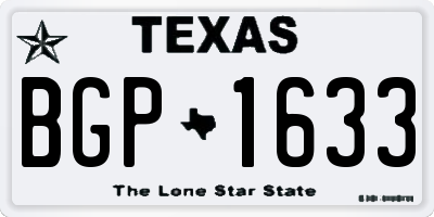 TX license plate BGP1633