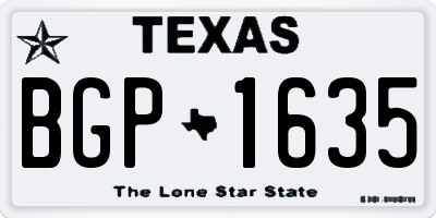 TX license plate BGP1635