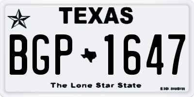 TX license plate BGP1647
