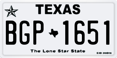 TX license plate BGP1651