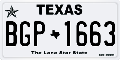 TX license plate BGP1663