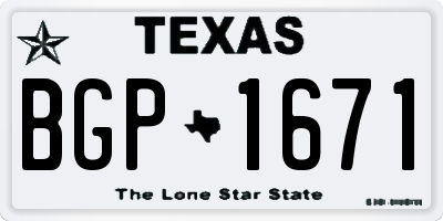 TX license plate BGP1671