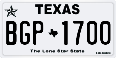 TX license plate BGP1700