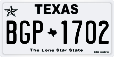 TX license plate BGP1702