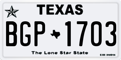 TX license plate BGP1703
