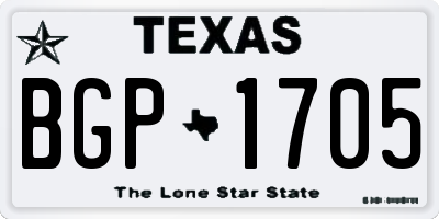 TX license plate BGP1705