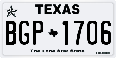TX license plate BGP1706