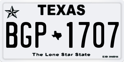 TX license plate BGP1707