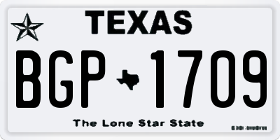TX license plate BGP1709
