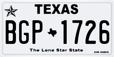 TX license plate BGP1726