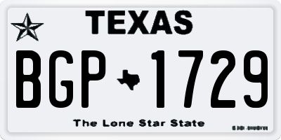 TX license plate BGP1729